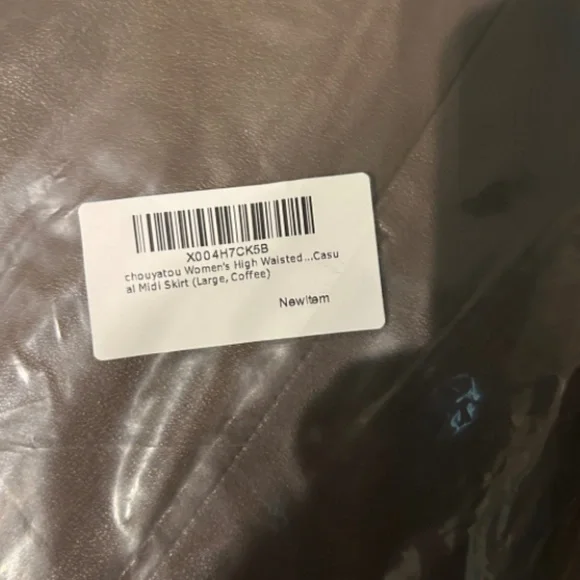 New Chouyatou Faux Leather High Waisted Coffee Brown Midi Skirt Women’s Large - Picture 3 of 3